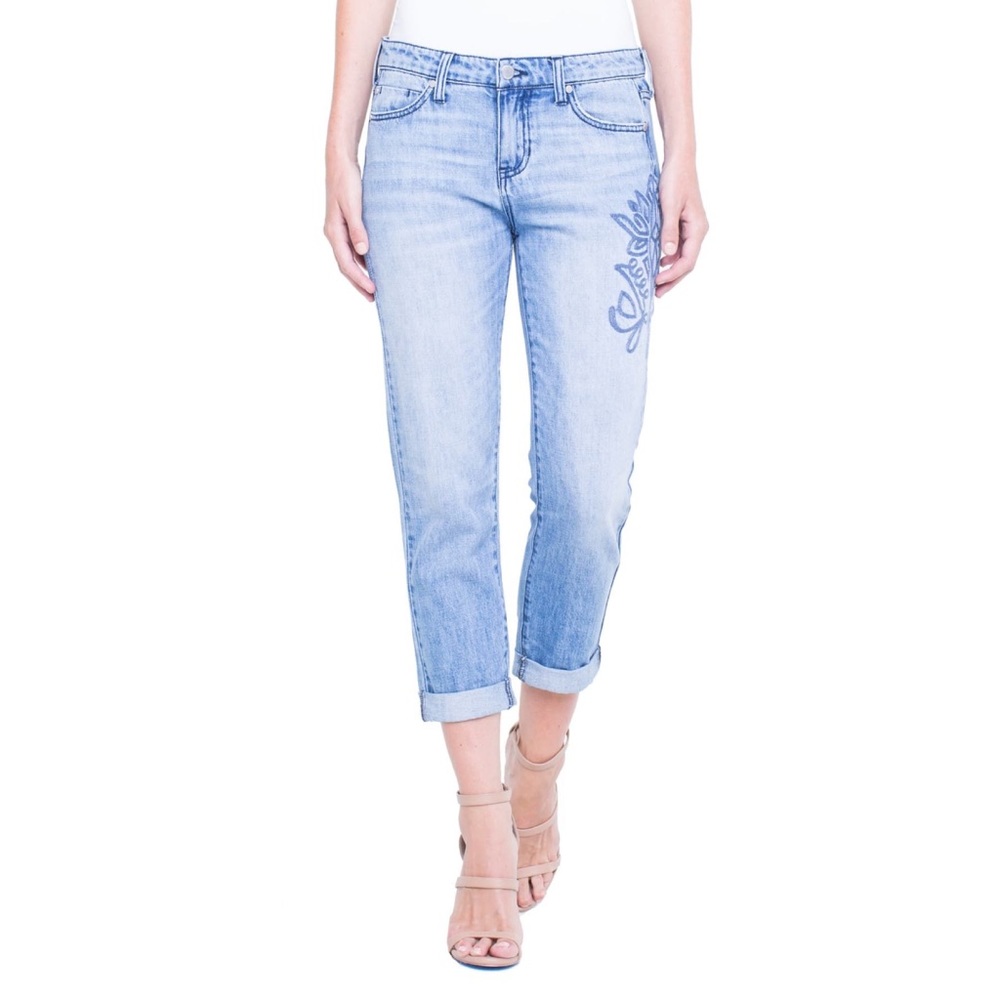 LIVERPOOL Cameron Embroidered Crop Boyfriend Jeans